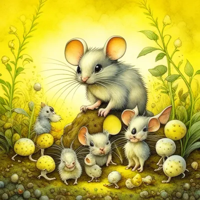 мышь с мышатами